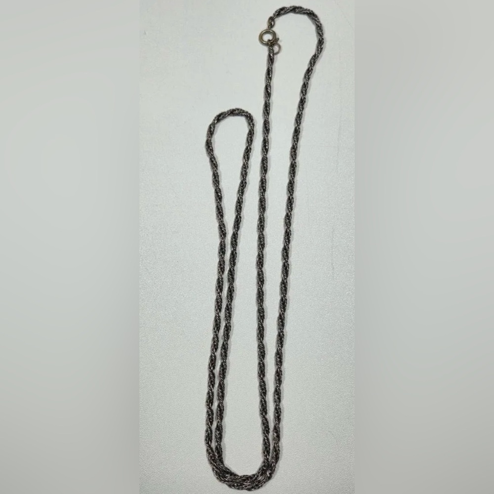 Vintage Silver Tone, Chained Statement Necklace - image 1